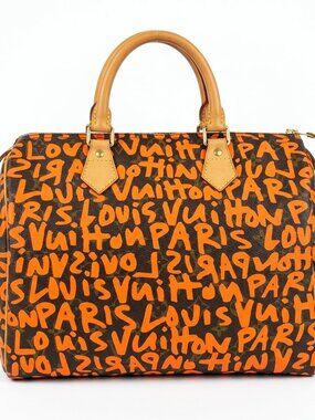 LOUIS VUITTON Speedy 30 Graffiti Orange LV Monogram Bag Stephen Sprouse Handbag